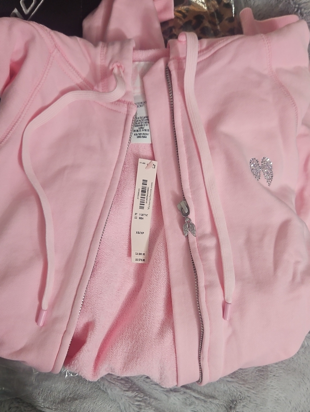 VICTORIA'S SECRET ANGEL ESSENTIALS Off Duty Terry Crop Full Zip Hoodie NEW XS
